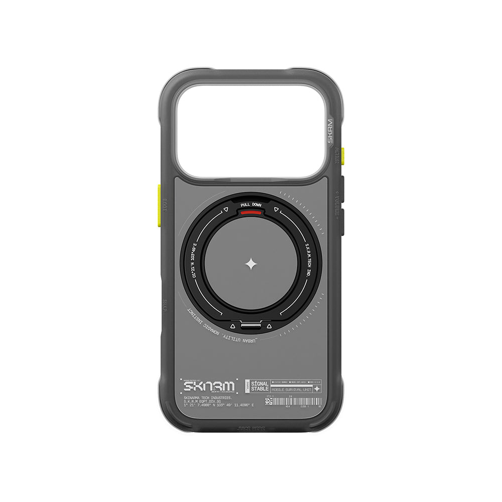 Apple iPhone 18 Pro Max Kılıf M-Safe Şarj Özellikli Airbag Tasarımlı Standlı Skinarma Atlas Kapak Siyah