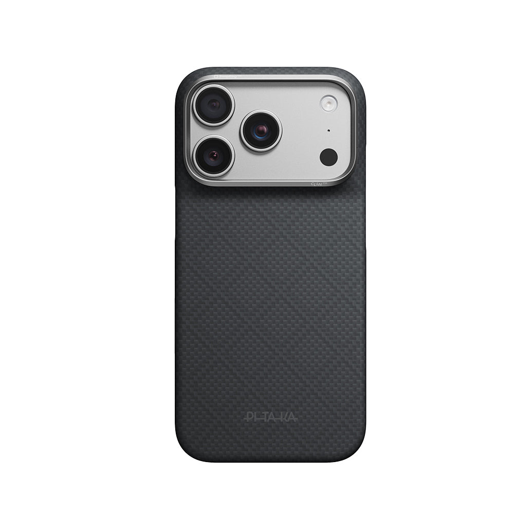 Apple iPhone 18 Pro Max Kılıf M-safe Şarj Özellikli Aramid Karbon Fiber Pitaka Argyle Serisi Kapak Siyah