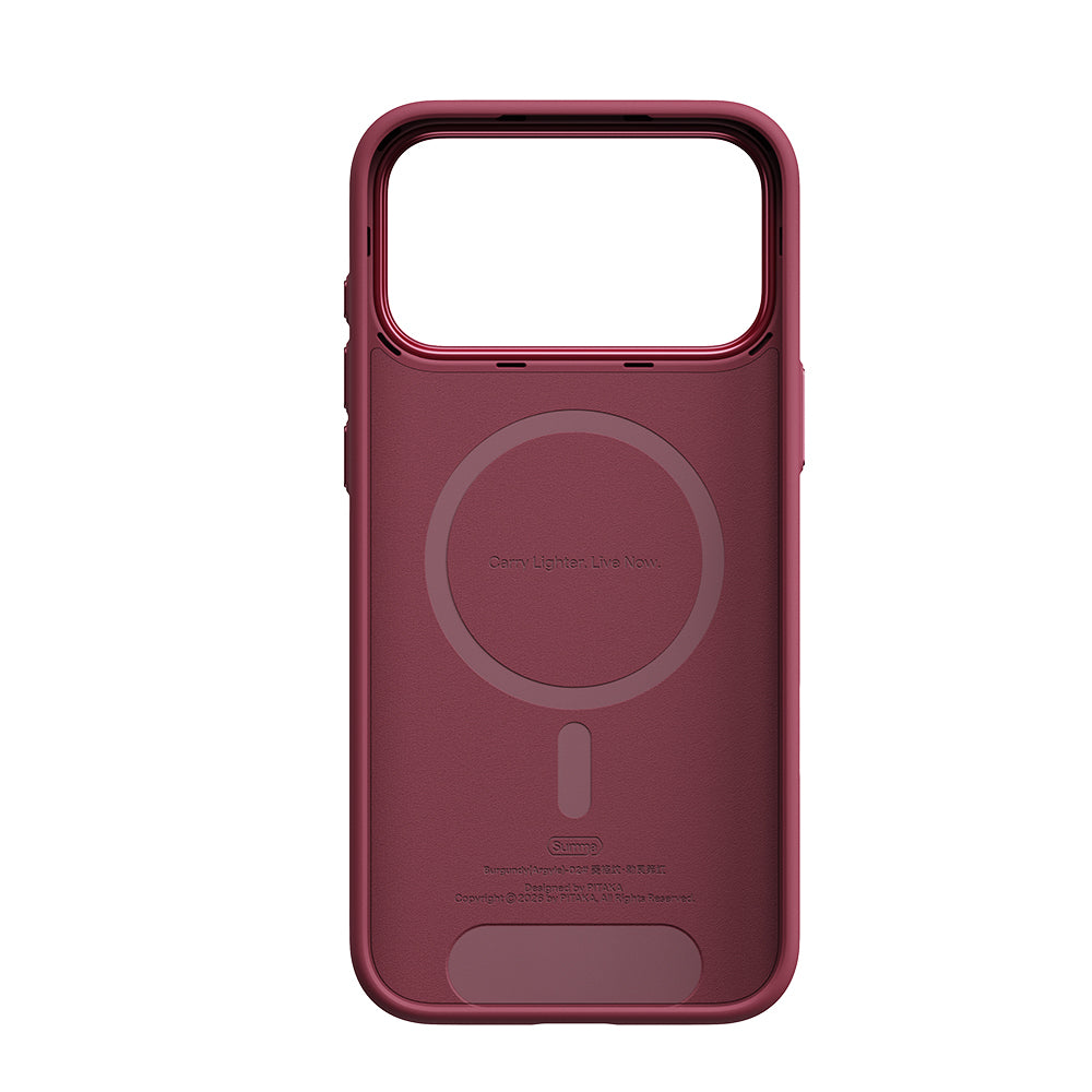 Apple iPhone 18 Pro Max Kılıf M-safe Şarj Özellikli Aramid Karbon Fiber Pitaka Argyle Serisi Summa Kapak Bordo