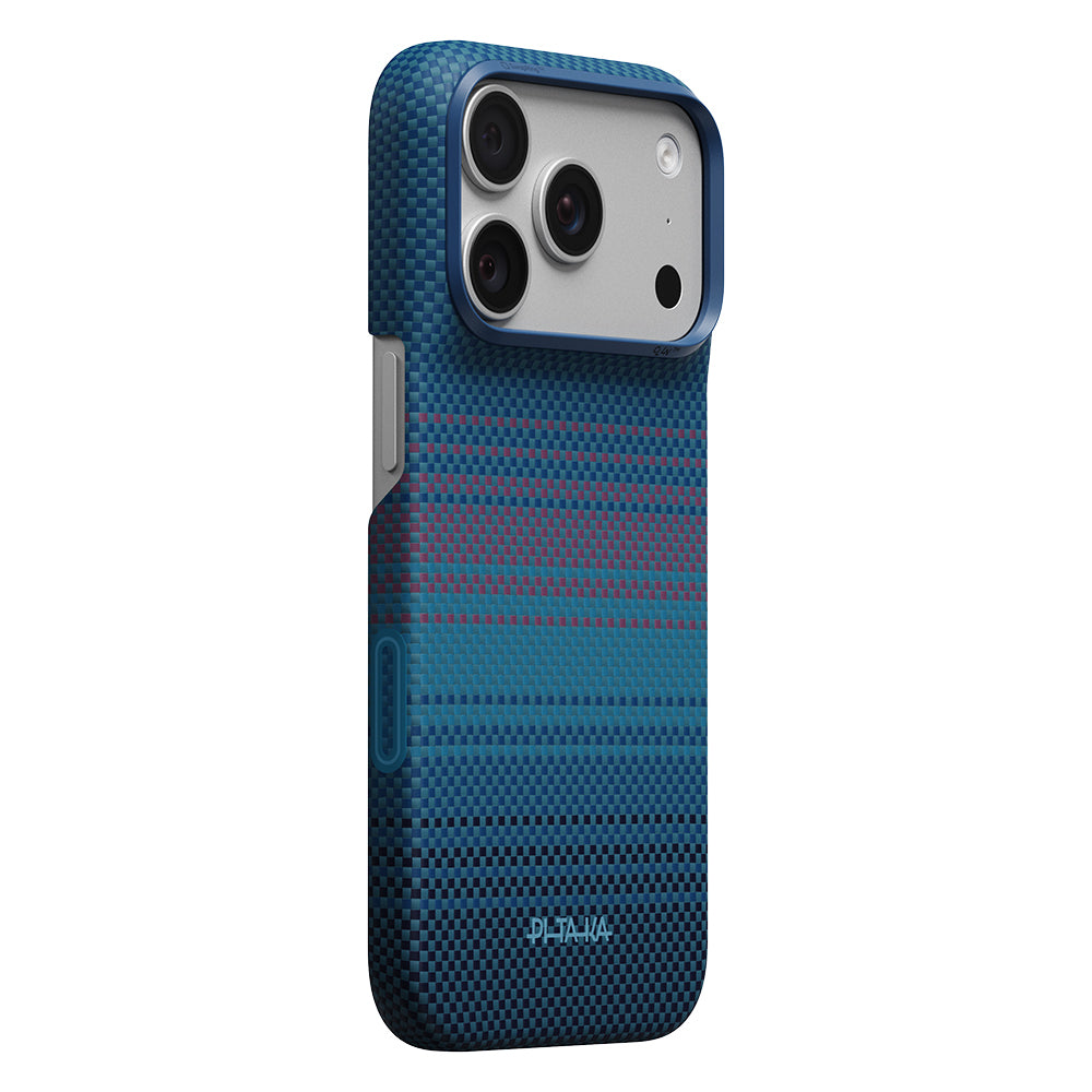 Apple iPhone 18 Pro Max Kılıf M-safe Şarj Özellikli Aramid Karbon Fiber Pitaka Moonrise 2.0 Nights Serisi Kapak Lacivert