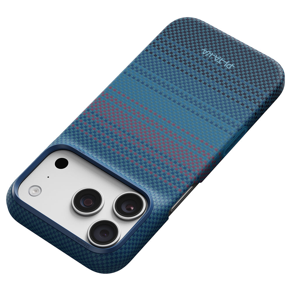 Apple iPhone 18 Pro Max Kılıf M-safe Şarj Özellikli Aramid Karbon Fiber Pitaka Moonrise 2.0 Nights Serisi Kapak Lacivert