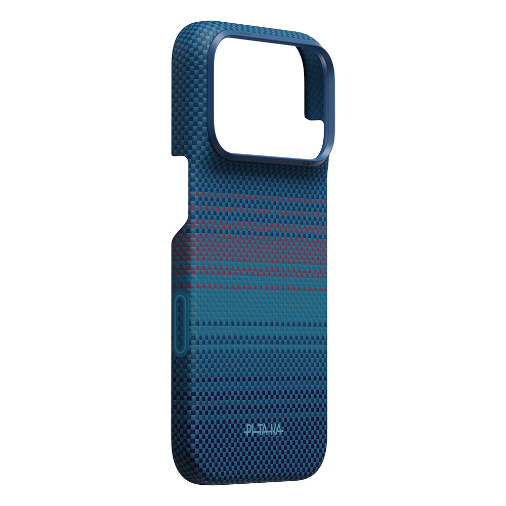 Apple iPhone 18 Pro Max Kılıf M-safe Şarj Özellikli Aramid Karbon Fiber Pitaka Moonrise 2.0 Nights Serisi Kapak Lacivert