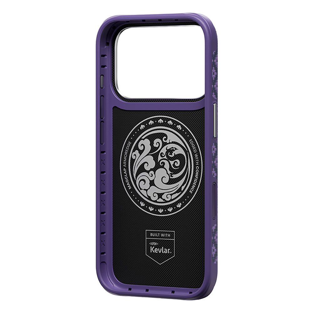 Apple iPhone 18 Pro Max Kılıf M-Safe Şarj Özellikli Benks ArmorPro ArmorEdge X9 Serisi Kevlar Karbon Kapak Mor