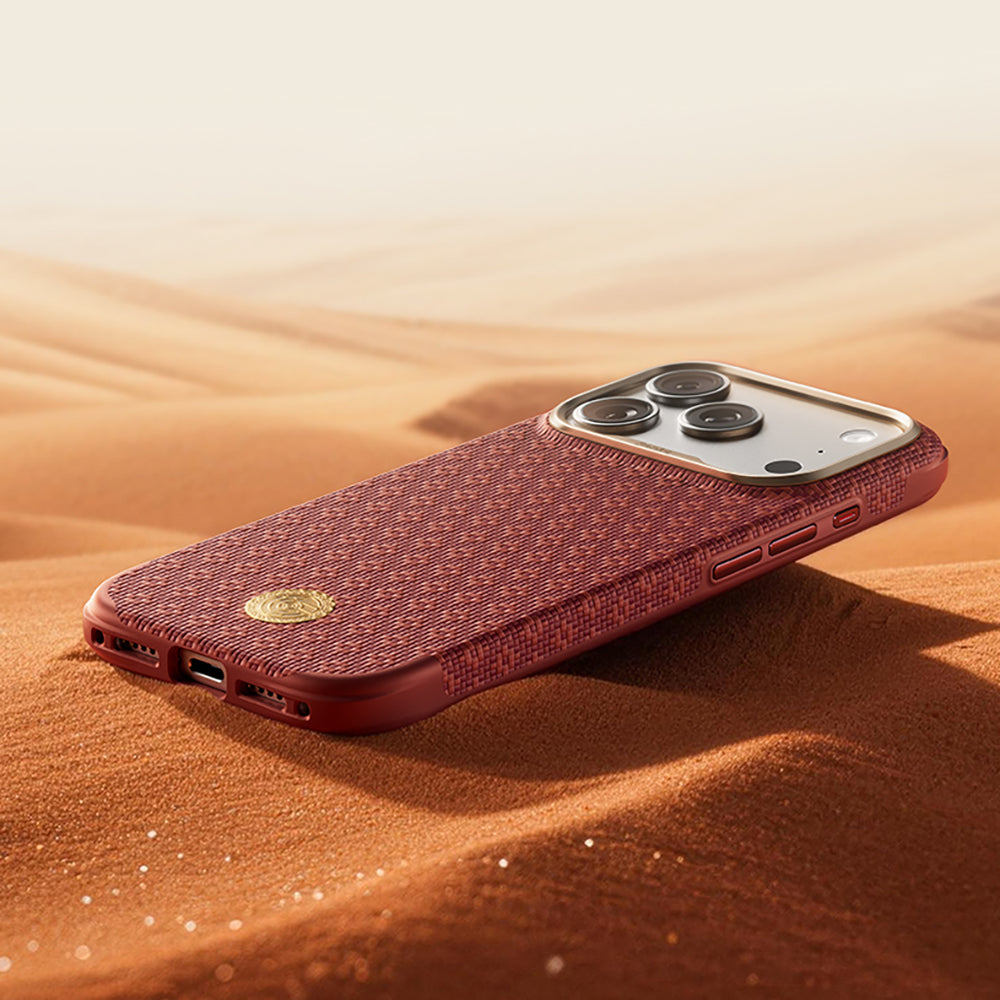 Apple iPhone 18 Pro Max Kılıf M-Safe Şarj Özellikli Benks ArmorPro ArmorEdge X9 Serisi Kevlar Karbon Kapak Kırmızı