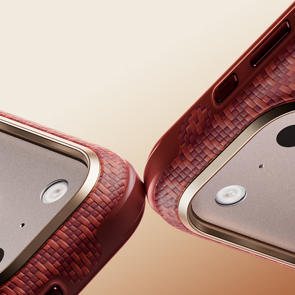 Apple iPhone 18 Pro Max Kılıf M-Safe Şarj Özellikli Benks ArmorPro ArmorEdge X9 Serisi Kevlar Karbon Kapak Kırmızı