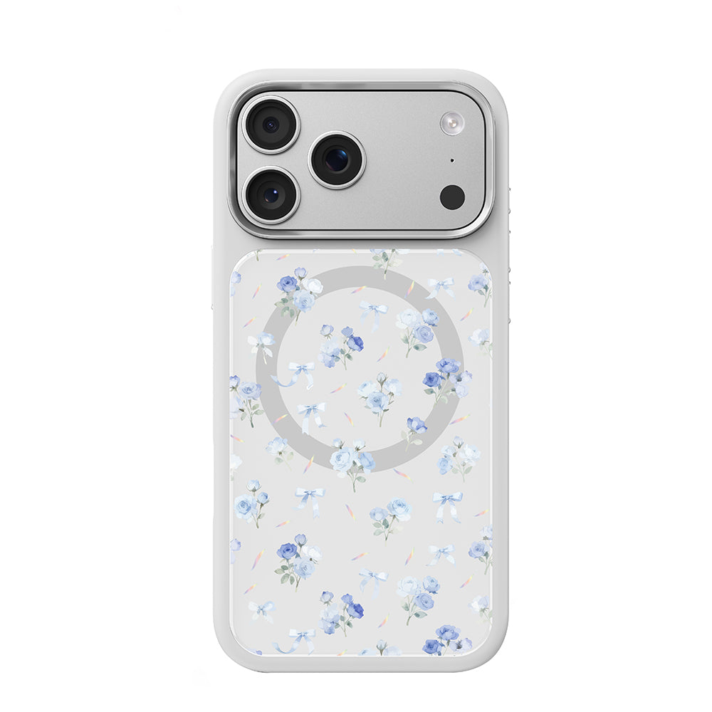 Apple iPhone 18 Pro Max Kılıf M-safe Şarj Özellikli Çiçek Tasarımlı Mutural Flower Serisi Kapak Beyaz