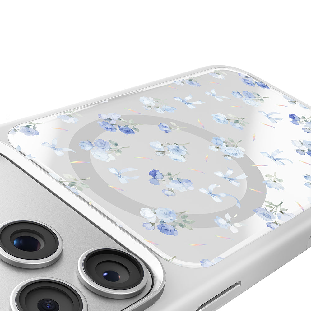 Apple iPhone 18 Pro Max Kılıf M-safe Şarj Özellikli Çiçek Tasarımlı Mutural Flower Serisi Kapak Beyaz