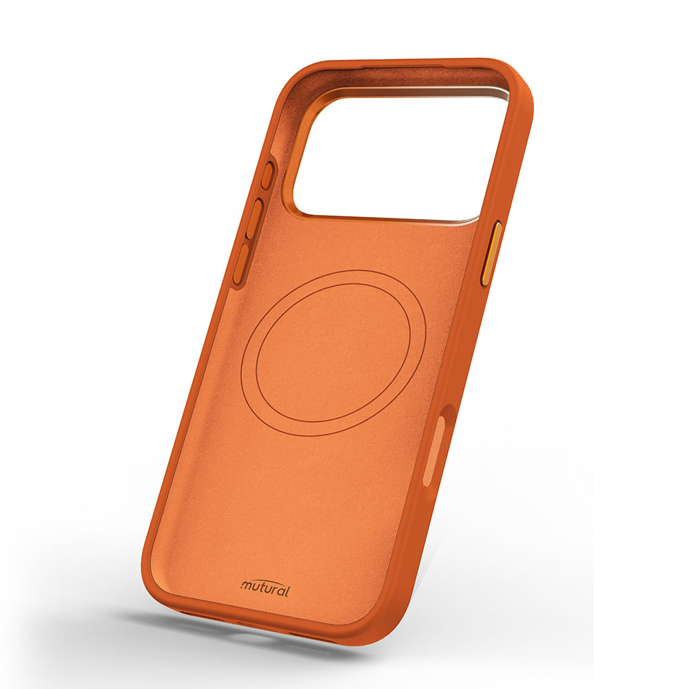 Apple iPhone 18 Pro Max Kılıf M-safe Şarj Özellikli Çiçek Tasarımlı Mutural Flower Serisi Kapak Turuncu