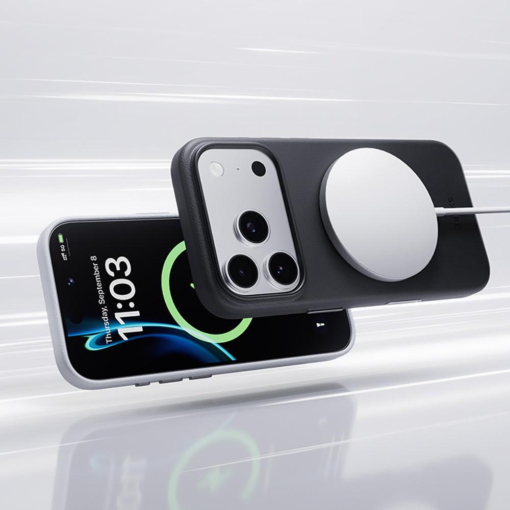 Apple iPhone 18 Pro Max Kılıf M-safe Şarj Özellikli Çizilmeye Dayanıklı Benks VitaPro Serisi PU Deri Kapak Mavi