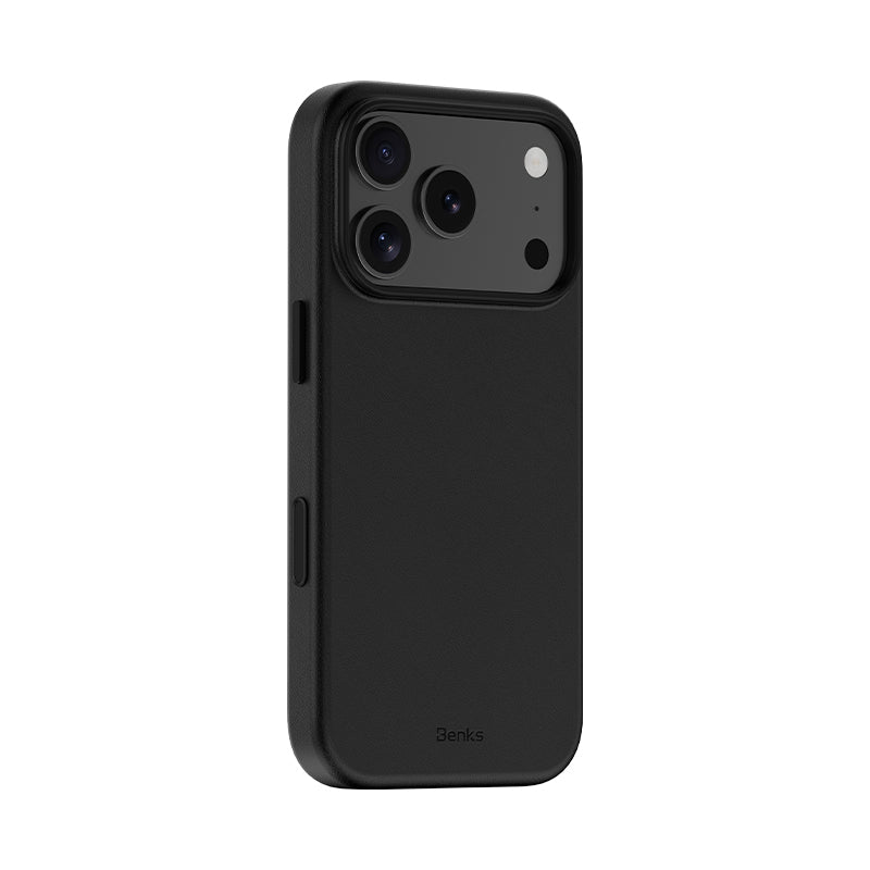 Apple iPhone 18 Pro Max Kılıf M-safe Şarj Özellikli Çizilmeye Dayanıklı Benks VitaPro Serisi PU Deri Kapak Siyah