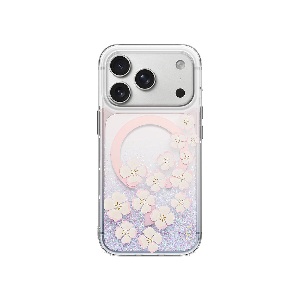Apple iPhone 18 Pro Max Kılıf M-safe Şarj Özellikli Coehl Waterfall Isla Kapak Şeffaf-Mor