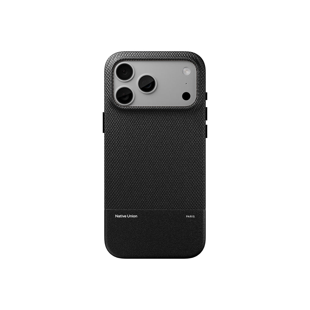 Apple iPhone 18 Pro Max Kılıf M-safe Şarj Özellikli Deri Dokulu Native Union RE Classic Serisi Kapak Siyah