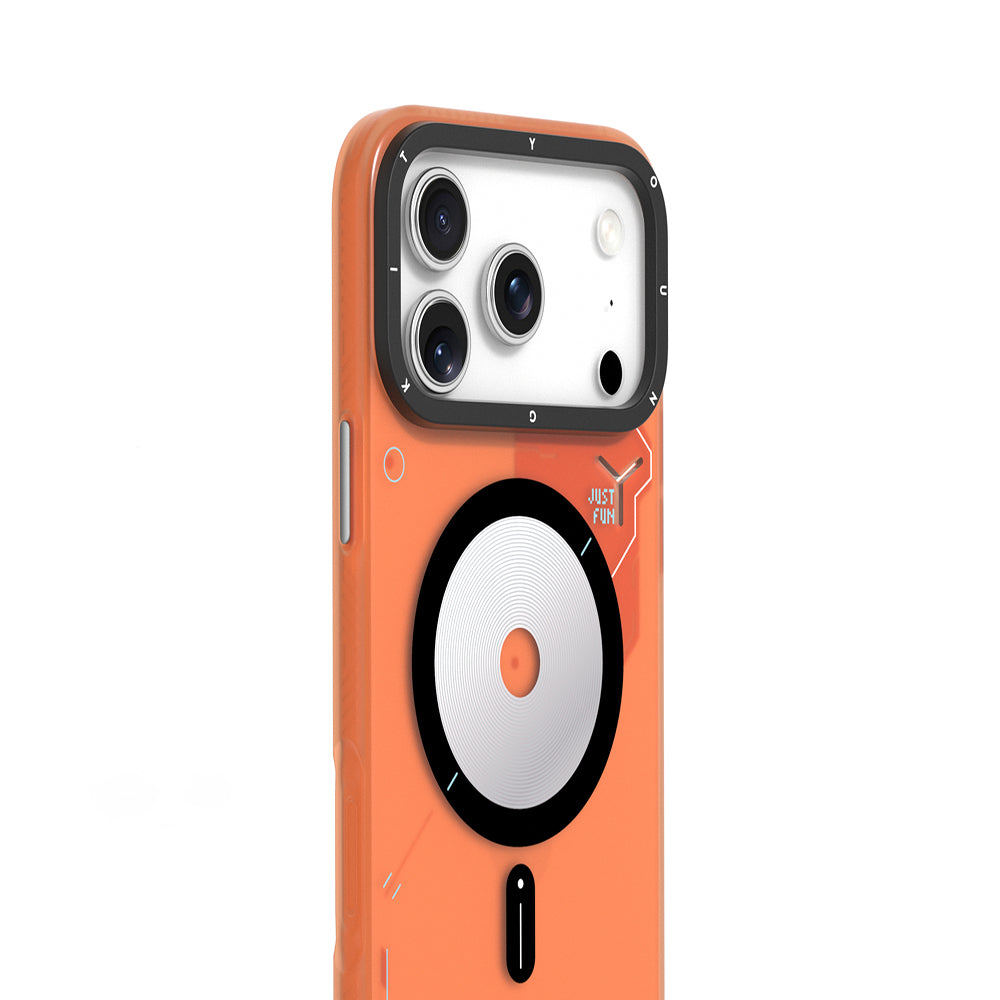 Apple iPhone 18 Pro Max Kılıf M-safe Şarj Özellikli Disk Desenli Youngkit Disc Battle Kapak Gri