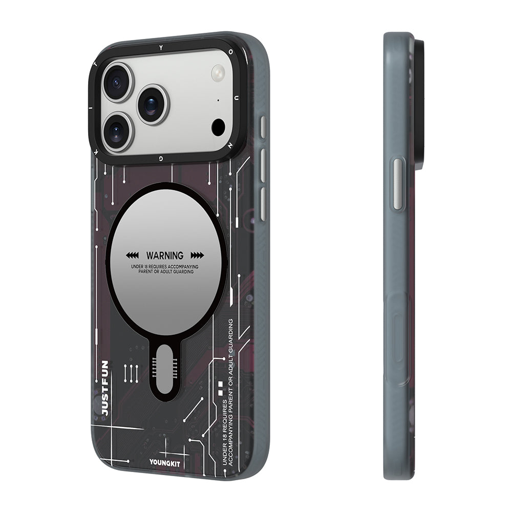 Apple iPhone 18 Pro Max Kılıf M-safe Şarj Özellikli Kamera Denetim Butonlu Youngkit Technology Serisi Kapak Kırmızı