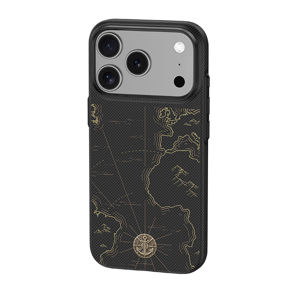 Apple iPhone 18 Pro Max Kılıf M-safe Şarj Özellikli Karbon Fiber Tasarımlı Benks ArmorEdge Air Navigator Kevlar Kapak Siyah