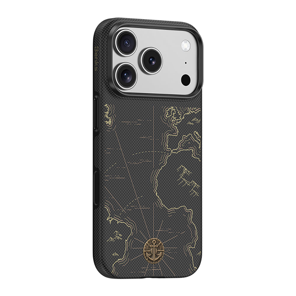Apple iPhone 18 Pro Max Kılıf M-safe Şarj Özellikli Karbon Fiber Tasarımlı Benks ArmorEdge Air Navigator Kevlar Kapak Siyah