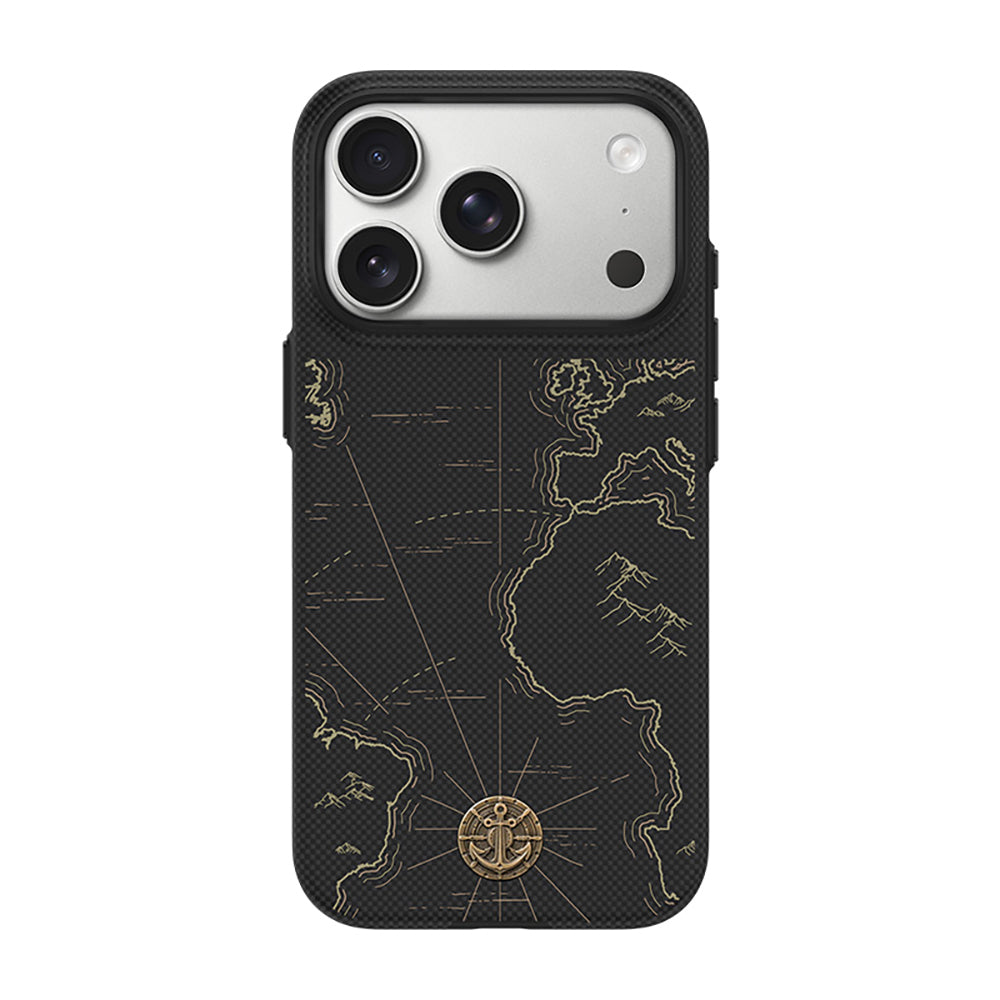Apple iPhone 18 Pro Max Kılıf M-safe Şarj Özellikli Karbon Fiber Tasarımlı Benks ArmorEdge Air Navigator Kevlar Kapak Siyah
