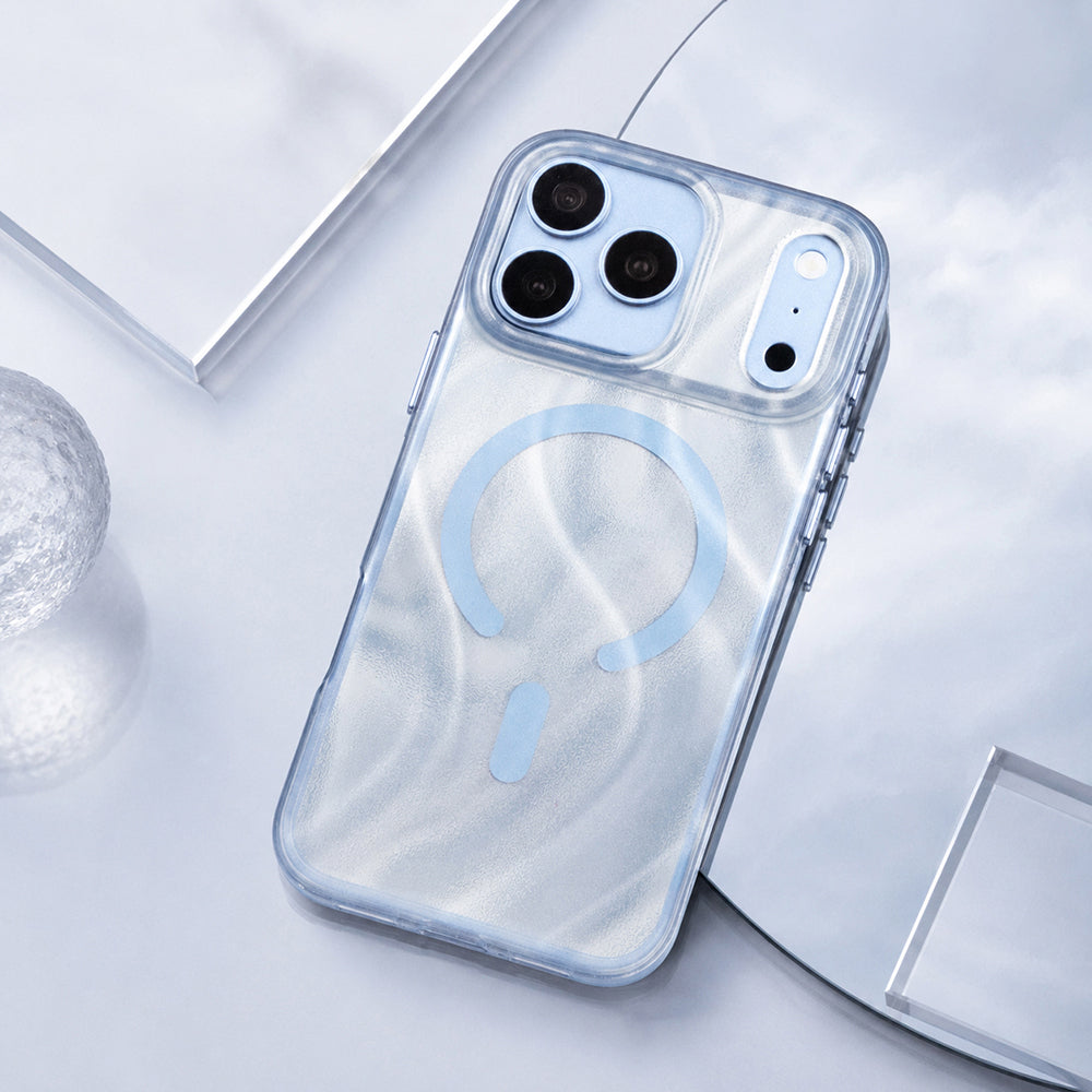 Apple iPhone 18 Pro Max Kılıf M-safe Şarj Özellikli Mutural Glow Desert Serisi Kapak Açık Mavi