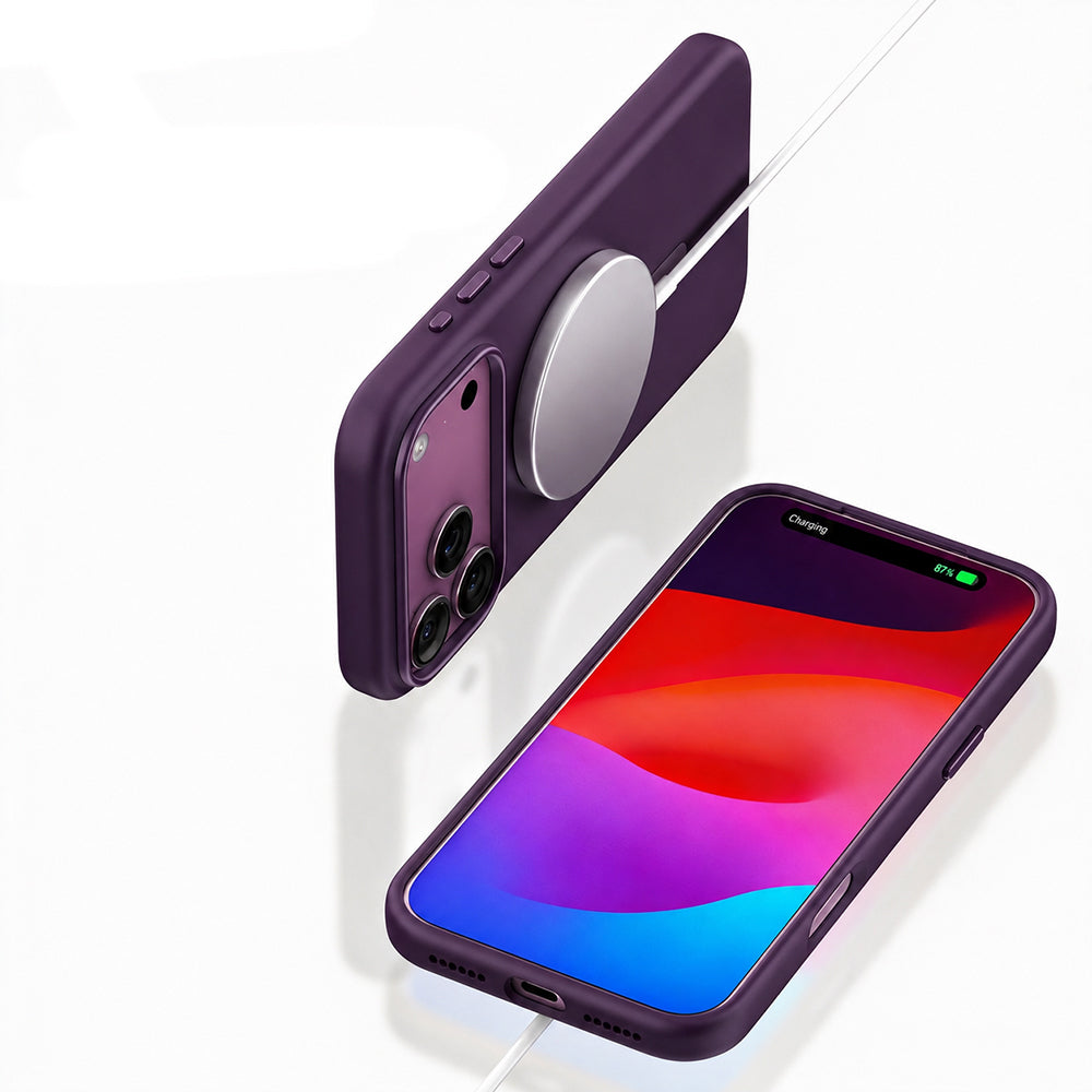 Apple iPhone 18 Pro Max Kılıf M-safe Şarj Özellikli Mutural Pure Serisi Kapak Mürdüm