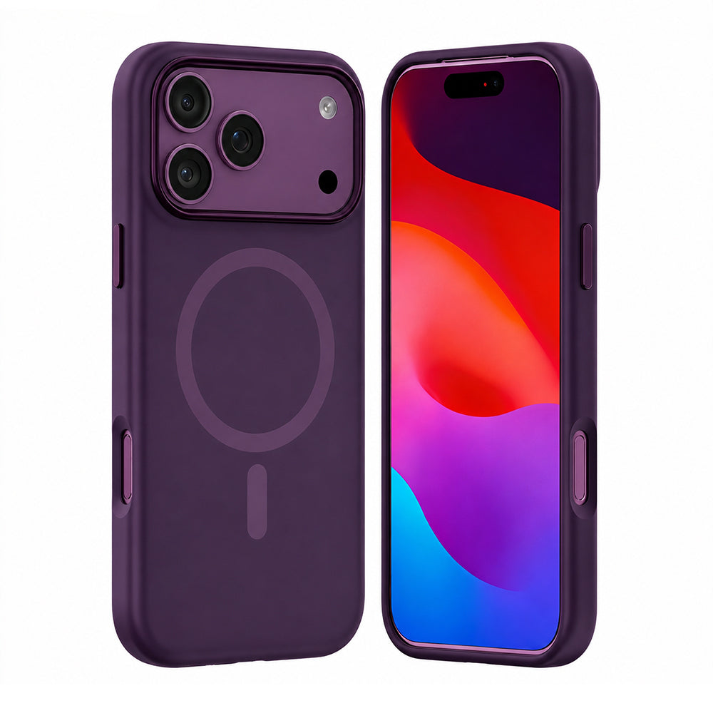 Apple iPhone 18 Pro Max Kılıf M-safe Şarj Özellikli Mutural Pure Serisi Kapak Mürdüm