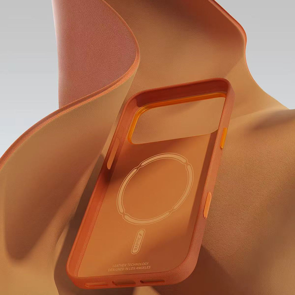Apple iPhone 18 Pro Max Kılıf M-Safe Şarj Özellikli Polimerik Deri Raptic Urban Nano Kapak Turuncu