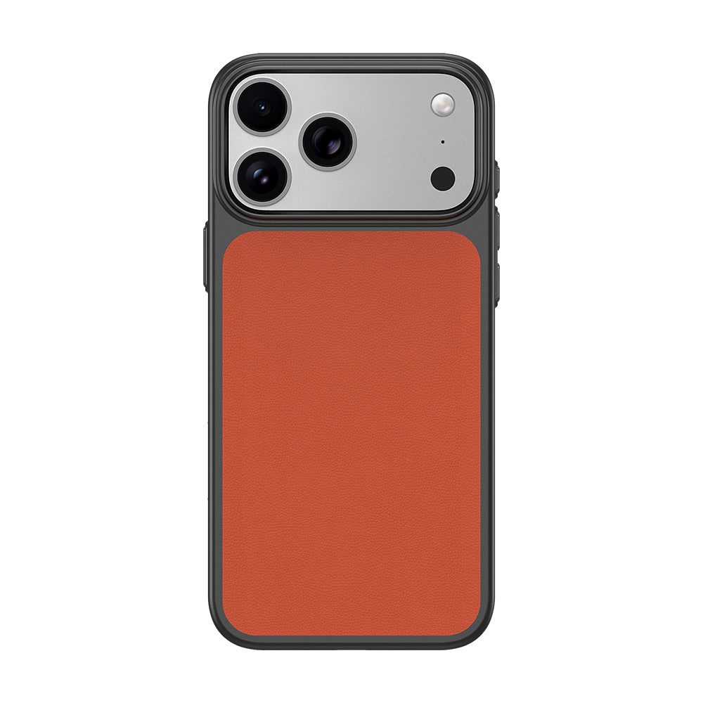 Apple iPhone 18 Pro Max Kılıf M-Safe Şarj Özellikli PU Zore Paris Trexo Sert PC Kapak Turuncu
