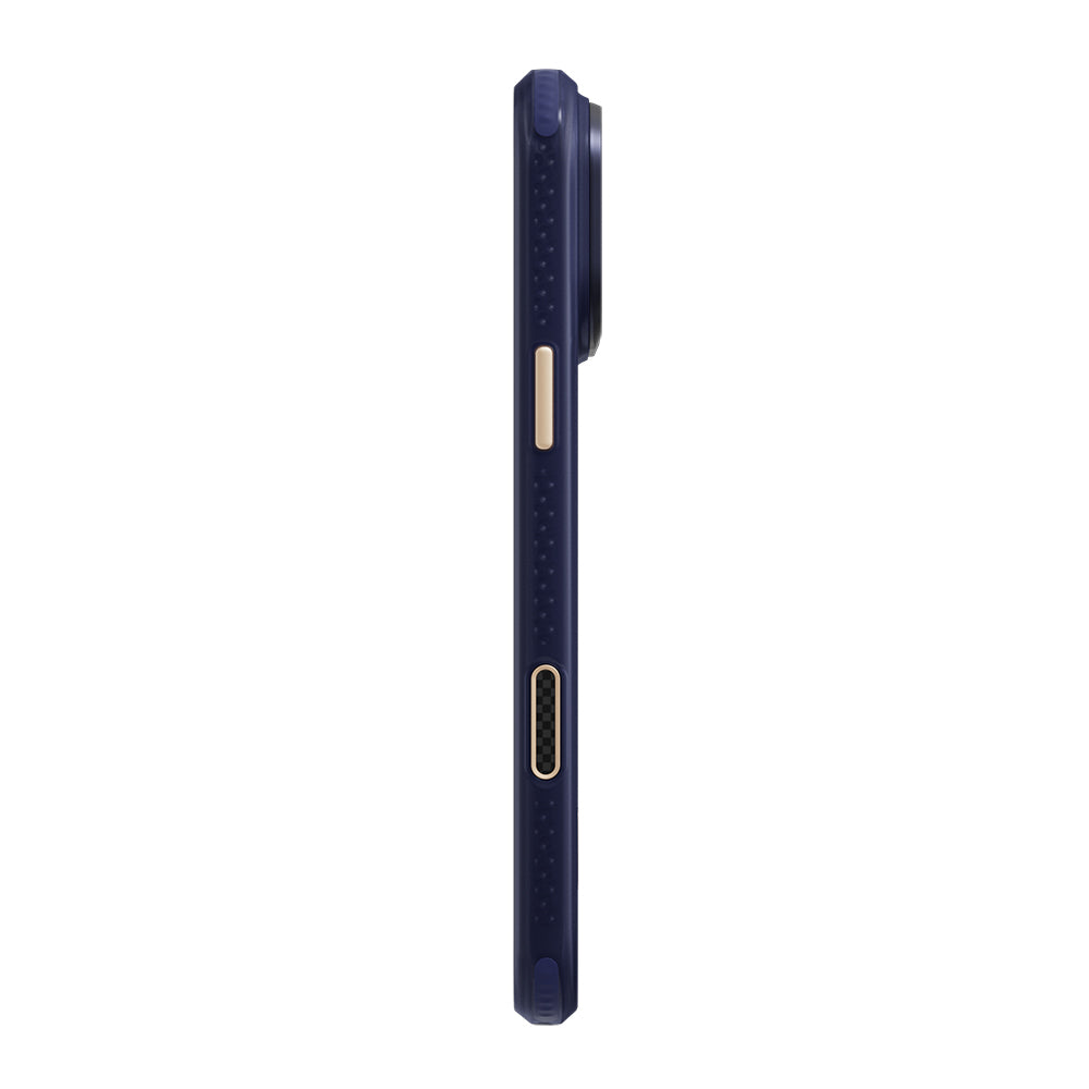 Apple iPhone 18 Pro Max Kılıf M-safe Şarj Özellikli Raptic Aramid Dual Grid Serisi Karbon Kapak Lacivert
