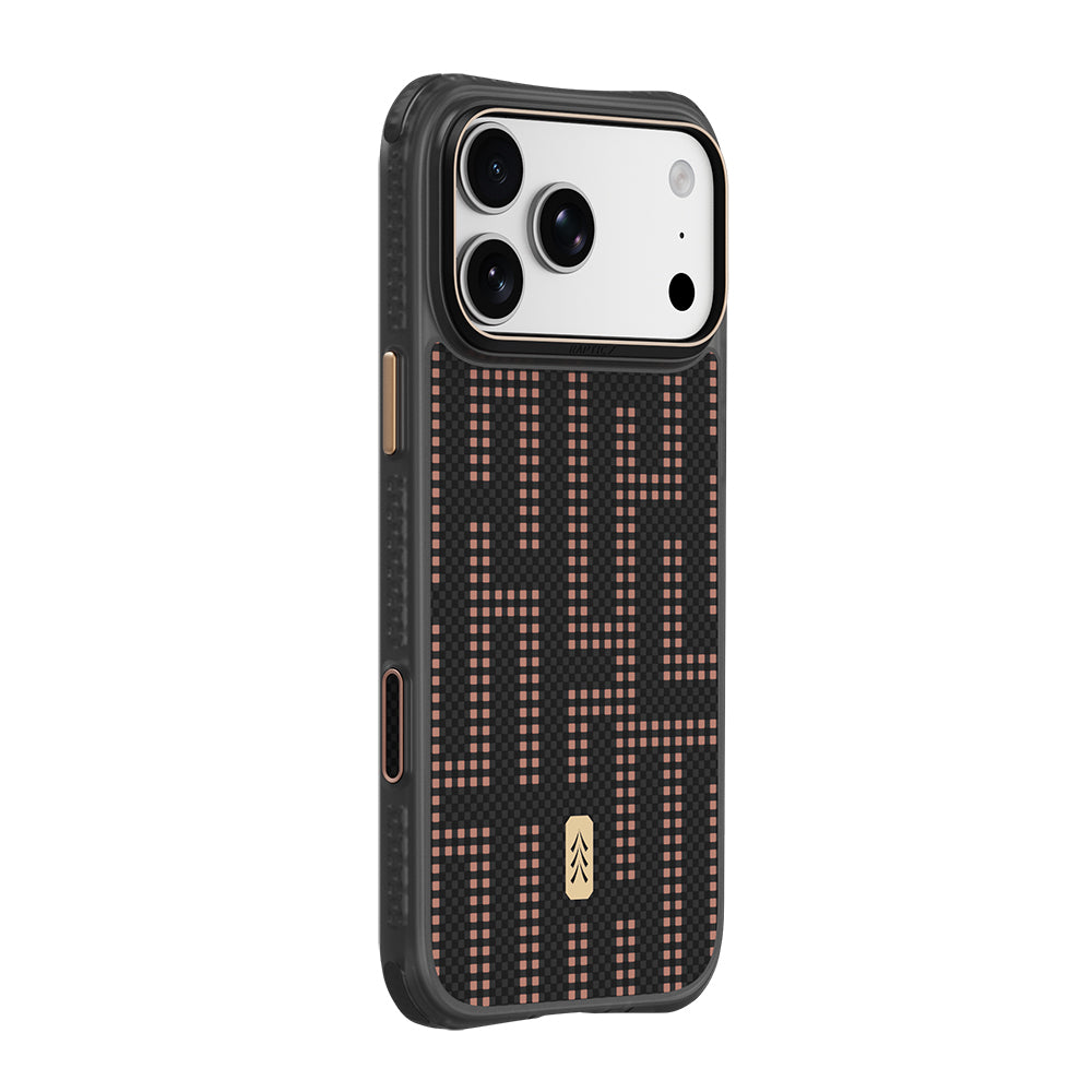 Apple iPhone 18 Pro Max Kılıf M-safe Şarj Özellikli Raptic Aramid Dual Grid Serisi Karbon Kapak Siyah