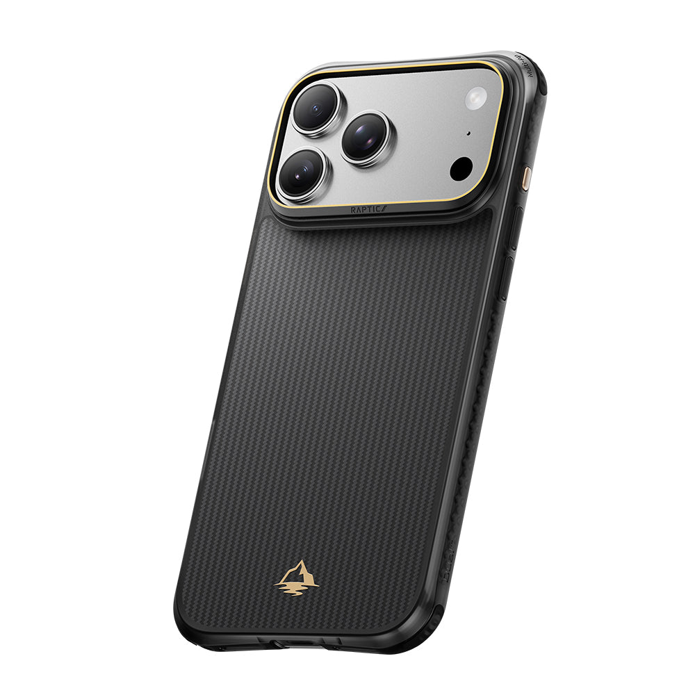 Apple iPhone 18 Pro Max Kılıf M-safe Şarj Özellikli Raptic Aramid Dual Reynis Serisi Karbon Kapak Siyah