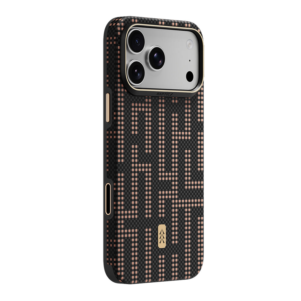Apple iPhone 18 Pro Max Kılıf M-safe Şarj Özellikli Raptic Aramid Dual Ultra Grid Serisi Karbon Kapak Siyah