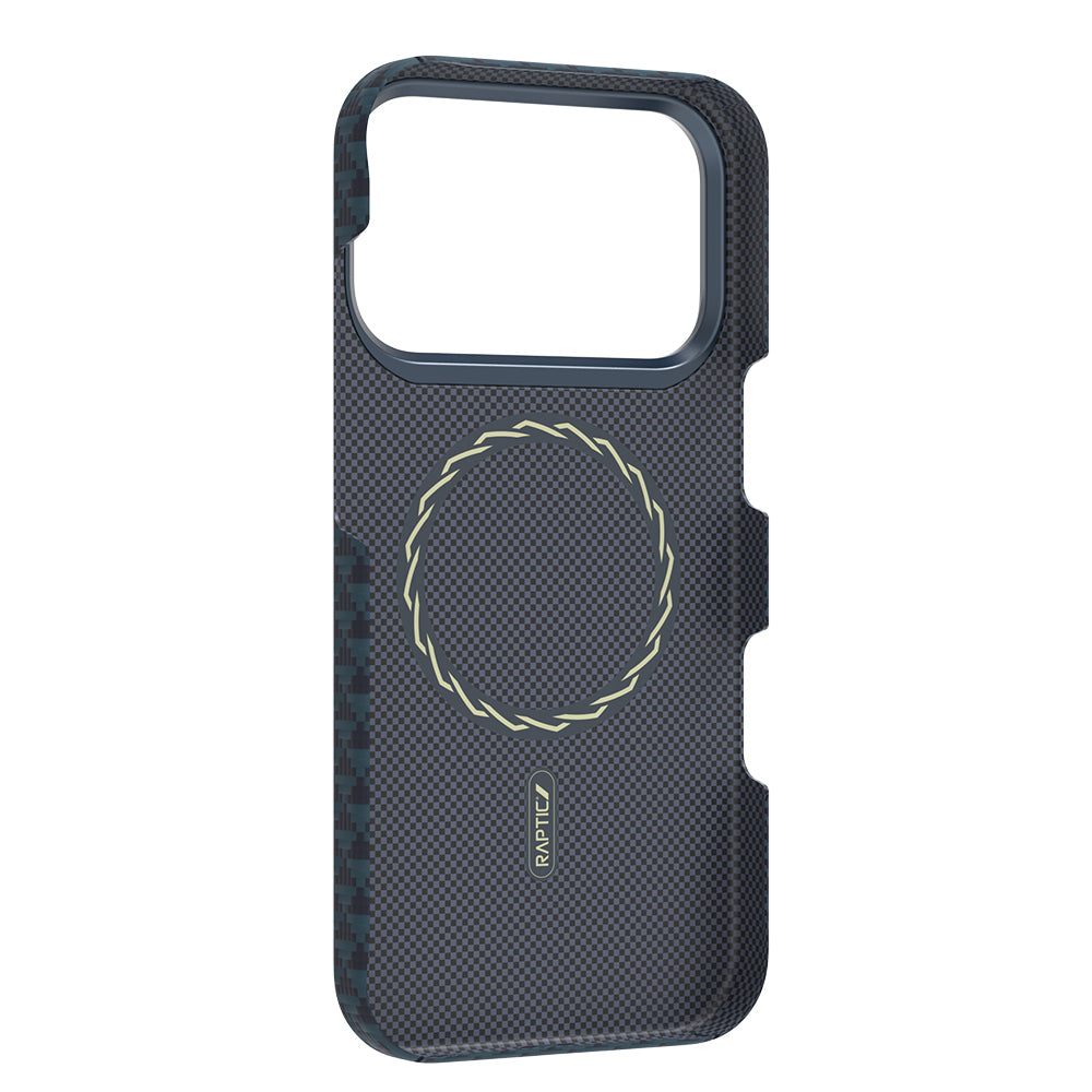 Apple iPhone 18 Pro Max Kılıf M-safe Şarj Özellikli Raptic Aramid Skin Origin Serisi Karbon Kapak Kahverengi