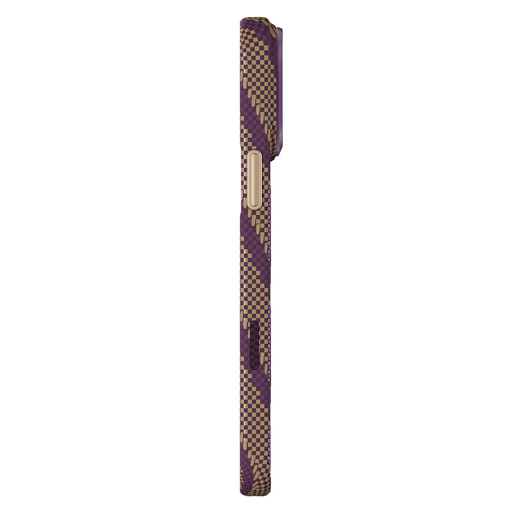 Apple iPhone 18 Pro Max Kılıf M-safe Şarj Özellikli Raptic Aramid Skin Scepter Serisi Karbon Kapak Bordo