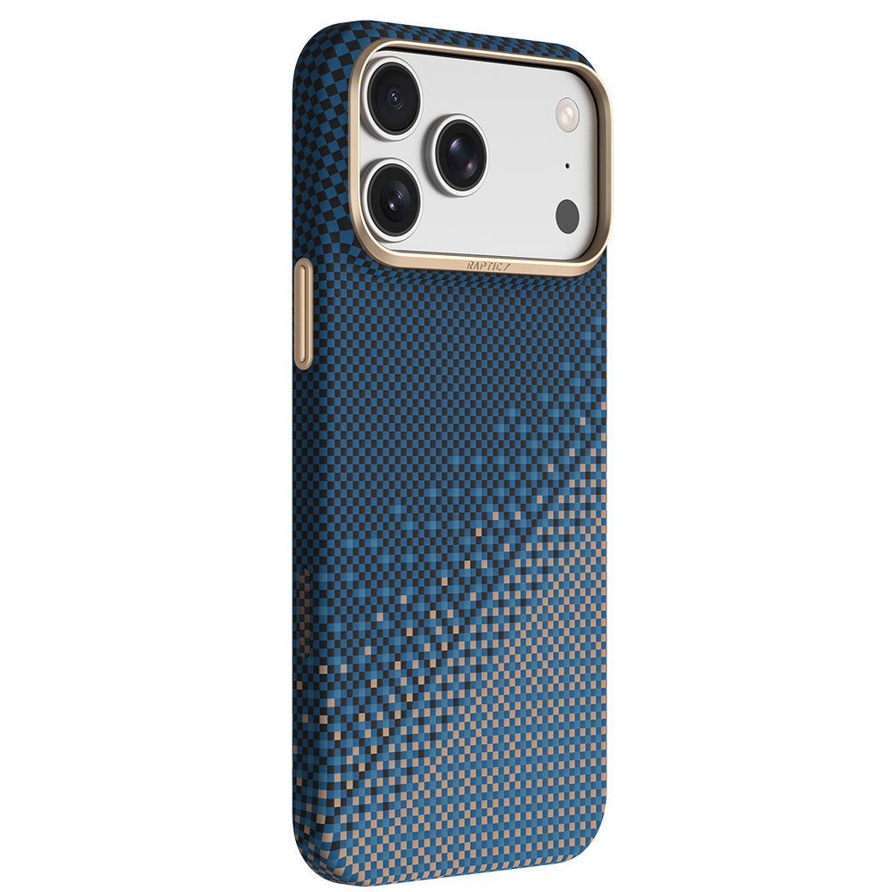 Apple iPhone 18 Pro Max Kılıf M-safe Şarj Özellikli Raptic Aramid Skin Serenity Serisi Karbon Kapak Lacivert
