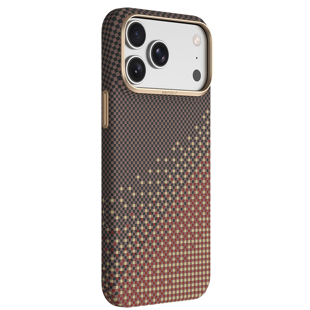 Apple iPhone 18 Pro Max Kılıf M-safe Şarj Özellikli Raptic Aramid Skin Serenity Serisi Karbon Kapak Kahverengi