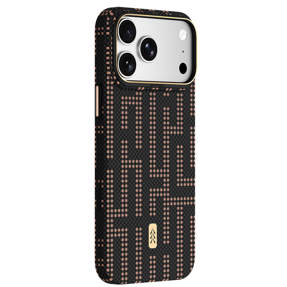 Apple iPhone 18 Pro Max Kılıf M-safe Şarj Özellikli Raptic Aramid Skin Serisi Karbon Kapak Siyah