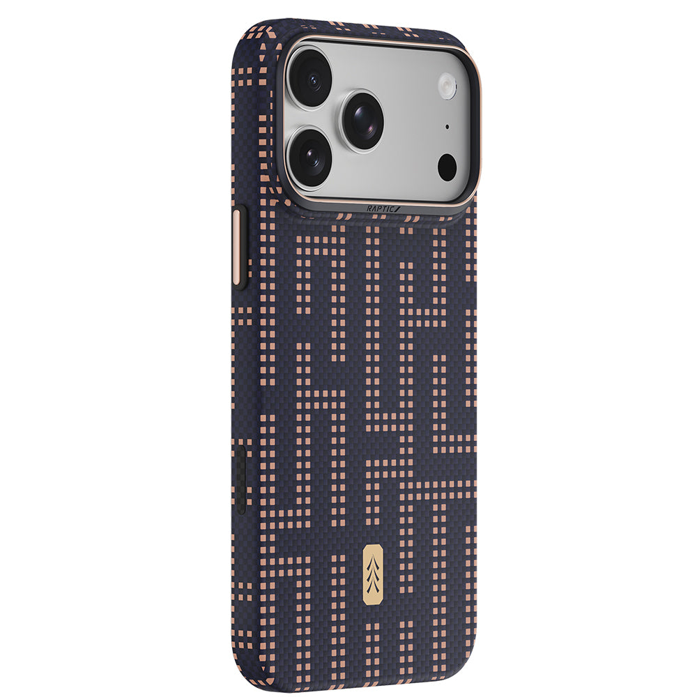 Apple iPhone 18 Pro Max Kılıf M-safe Şarj Özellikli Raptic Aramid Skin Serisi Karbon Kapak Lacivert