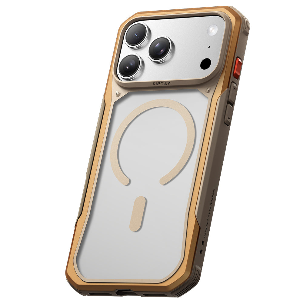 Apple iPhone 18 Pro Max Kılıf M-Safe Şarj Özellikli Raptic Shield Evo Serisi Airbagli Kapak Gold