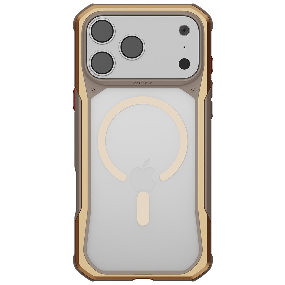 Apple iPhone 18 Pro Max Kılıf M-Safe Şarj Özellikli Raptic Shield Evo Serisi Airbagli Kapak Gold