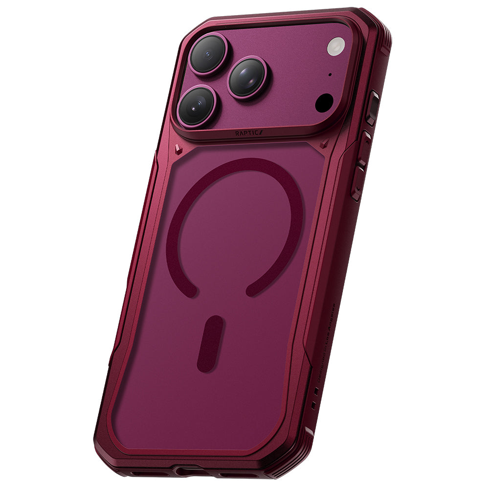Apple iPhone 18 Pro Max Kılıf M-Safe Şarj Özellikli Raptic Shield Evo Serisi Airbagli Kapak Bordo