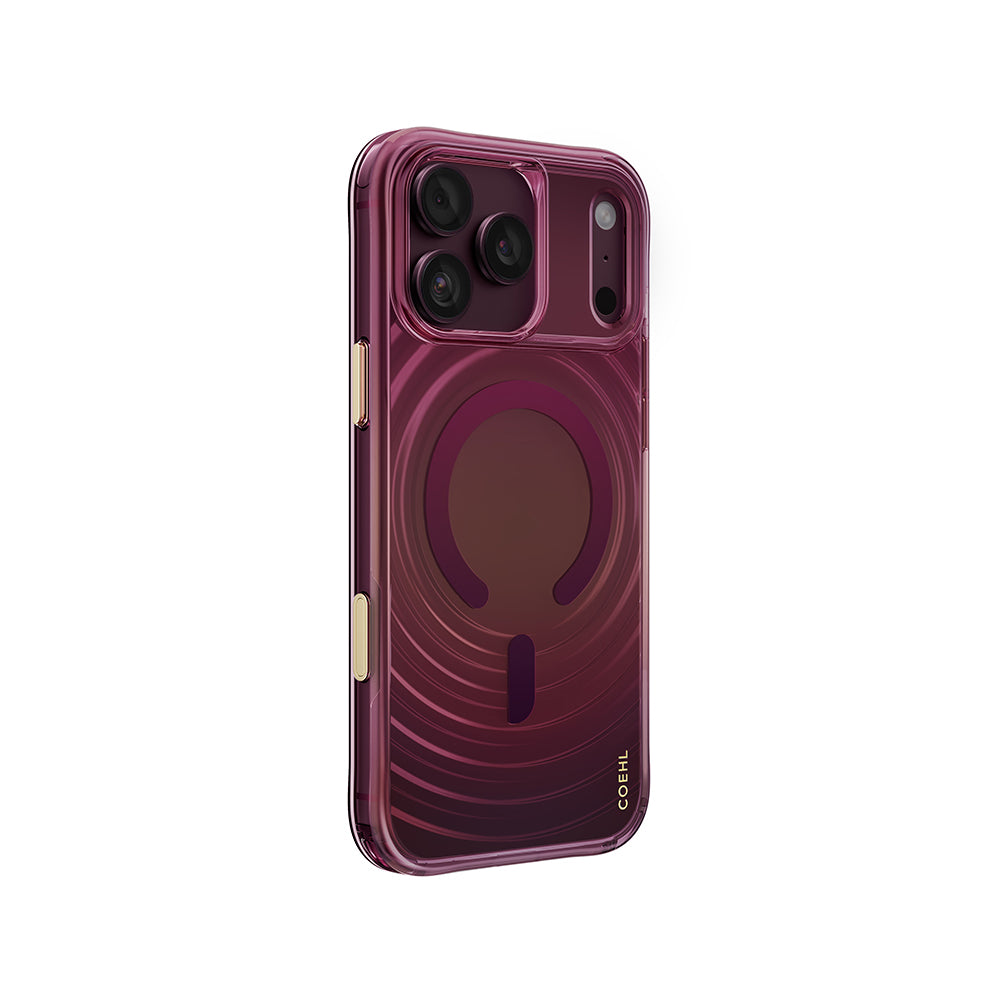 Apple iPhone 18 Pro Max Kılıf M-safe Şarj Özellikli Renk Geçişli Coehl Vela Kapak Bordo