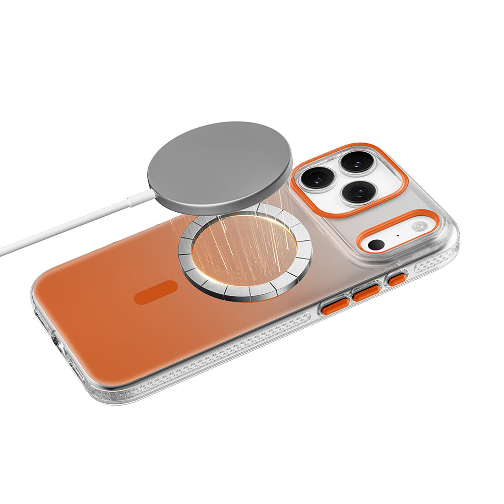 Apple iPhone 18 Pro Max Kılıf M-safe Şarj Özellikli Sararmaya Karşı Dayanıklı Mutural Icesense Serisi Kapak Turuncu