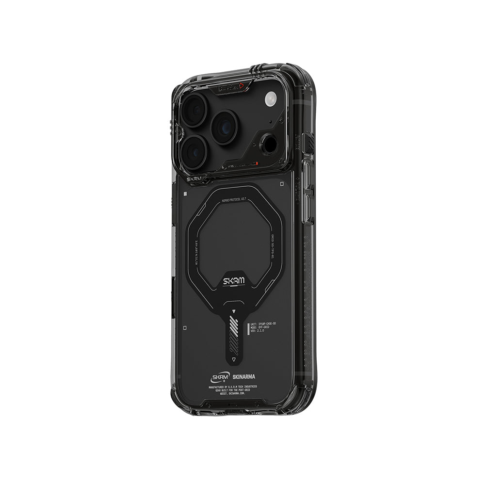 Apple iPhone 18 Pro Max Kılıf M-safe Şarj Özellikli Şeffaf Airbag Tasarımlı Skinarma Saido Mag-Charge Kapak Füme
