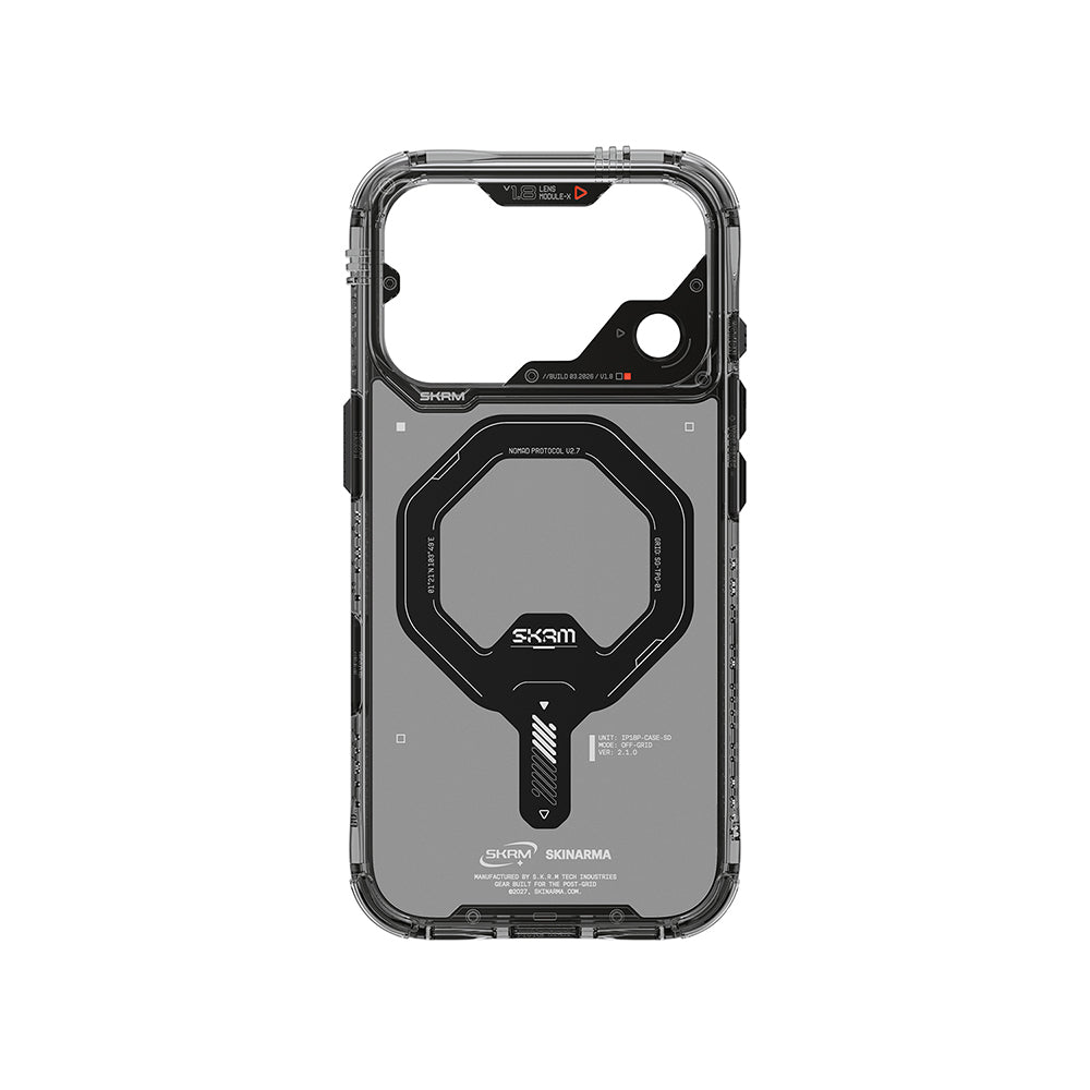 Apple iPhone 18 Pro Max Kılıf M-safe Şarj Özellikli Şeffaf Airbag Tasarımlı Skinarma Saido Mag-Charge Kapak Füme