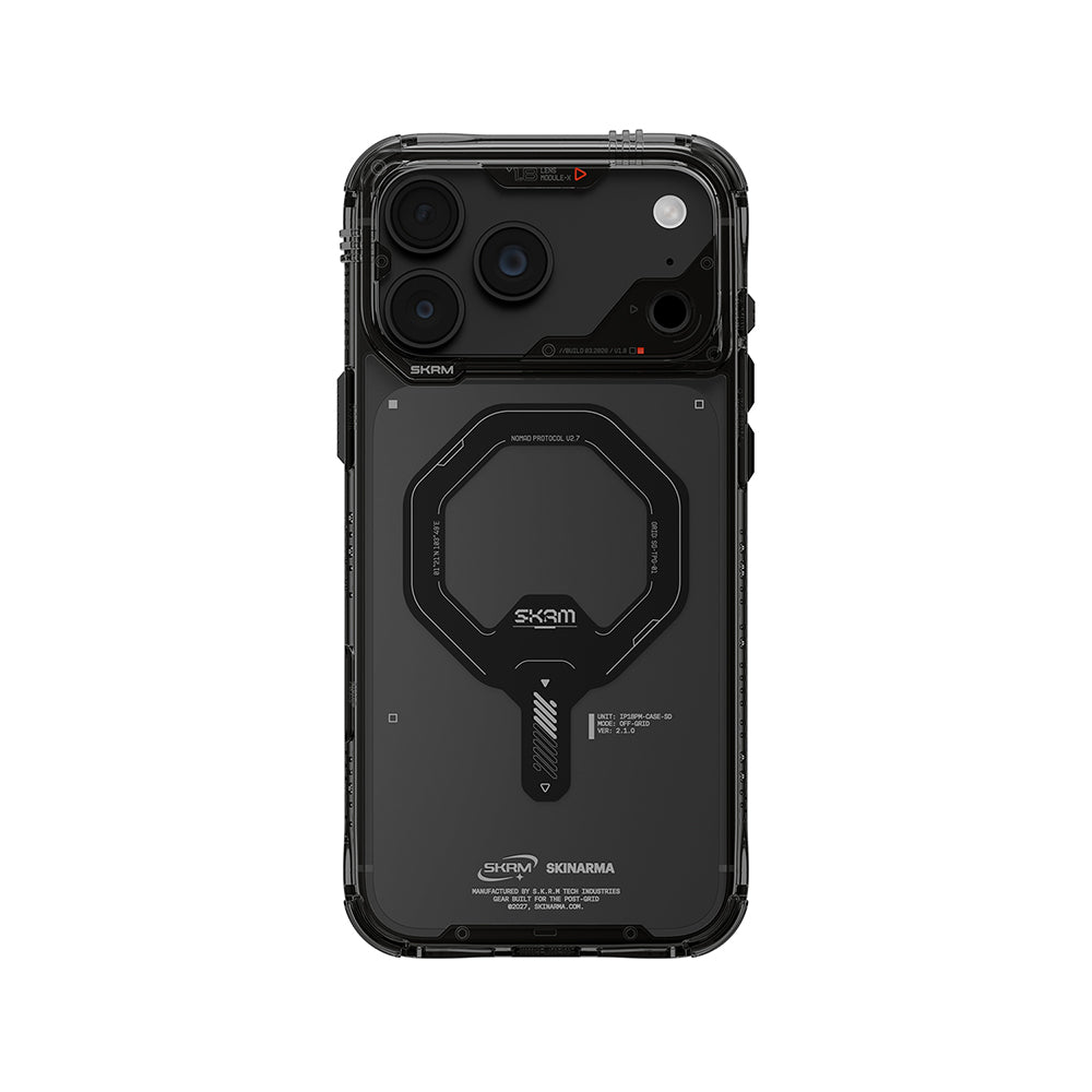Apple iPhone 18 Pro Max Kılıf M-safe Şarj Özellikli Şeffaf Airbag Tasarımlı Skinarma Saido Mag-Charge Kapak Füme