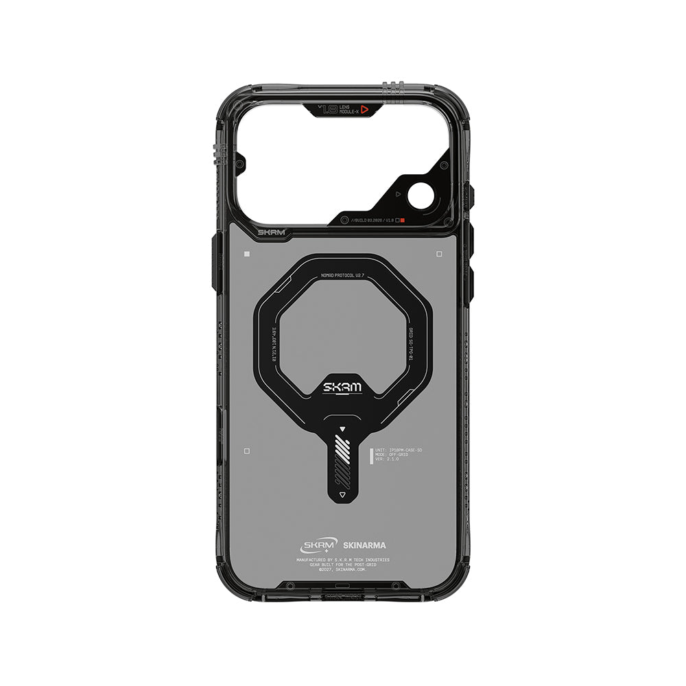 Apple iPhone 18 Pro Max Kılıf M-safe Şarj Özellikli Şeffaf Airbag Tasarımlı Skinarma Saido Mag-Charge Kapak Füme