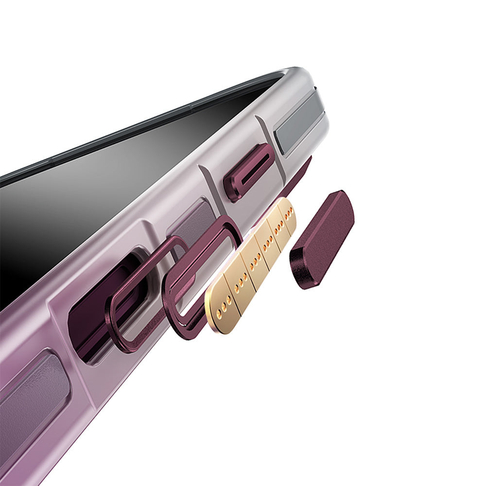 Apple iPhone 18 Pro Max Kılıf M-safe Şarj Özellikli Sert PC Wlons Arvox Standlı Kapak Bordo
