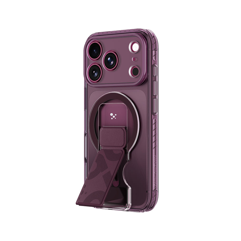 Apple iPhone 18 Pro Max Kılıf M-safe Şarj Özellikli Standlı Amazingthing Titan Pro Grip Stand Serisi Kapak Mor