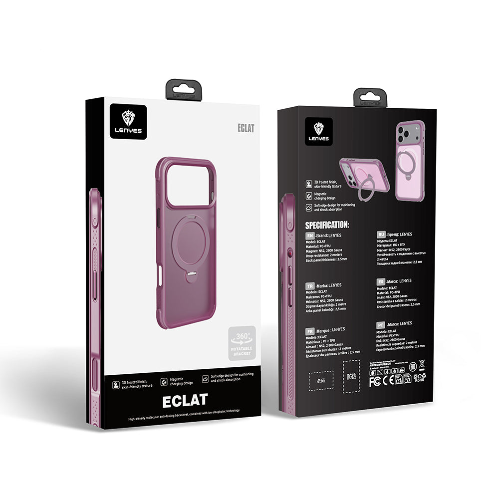 Apple iPhone 18 Pro Max Kılıf M-safe Şarj Özellikli Standlı Lenyes Eclat Kapak Siyah