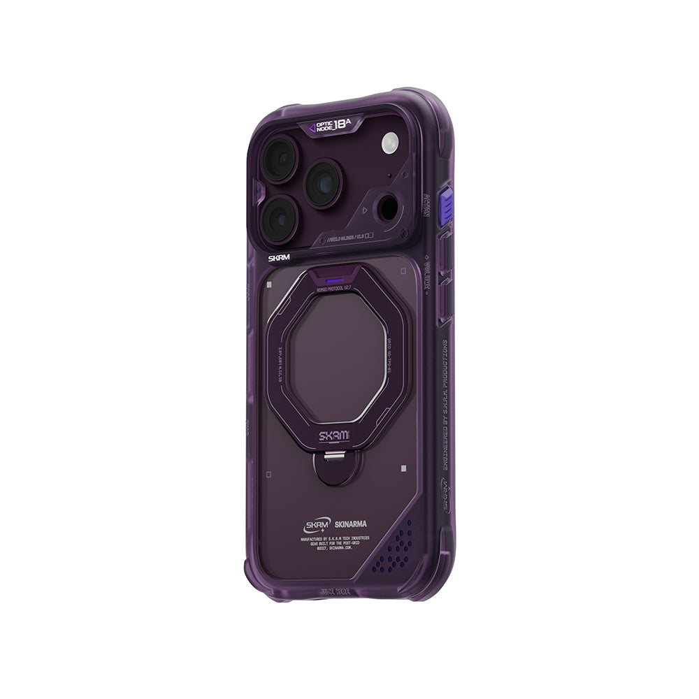 Apple iPhone 18 Pro Max Kılıf M-safe Şarj Özellikli Standlı Skinarma Saturn Kapak Bordo