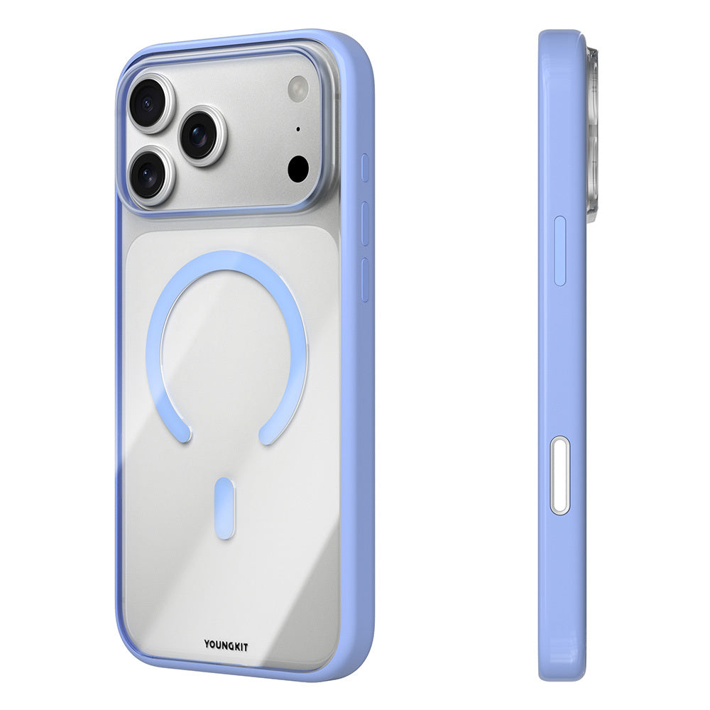 Apple iPhone 18 Pro Max Kılıf M-safe Şarj Özellikli Youngkit Clear Serisi Kapak Açık Mavi
